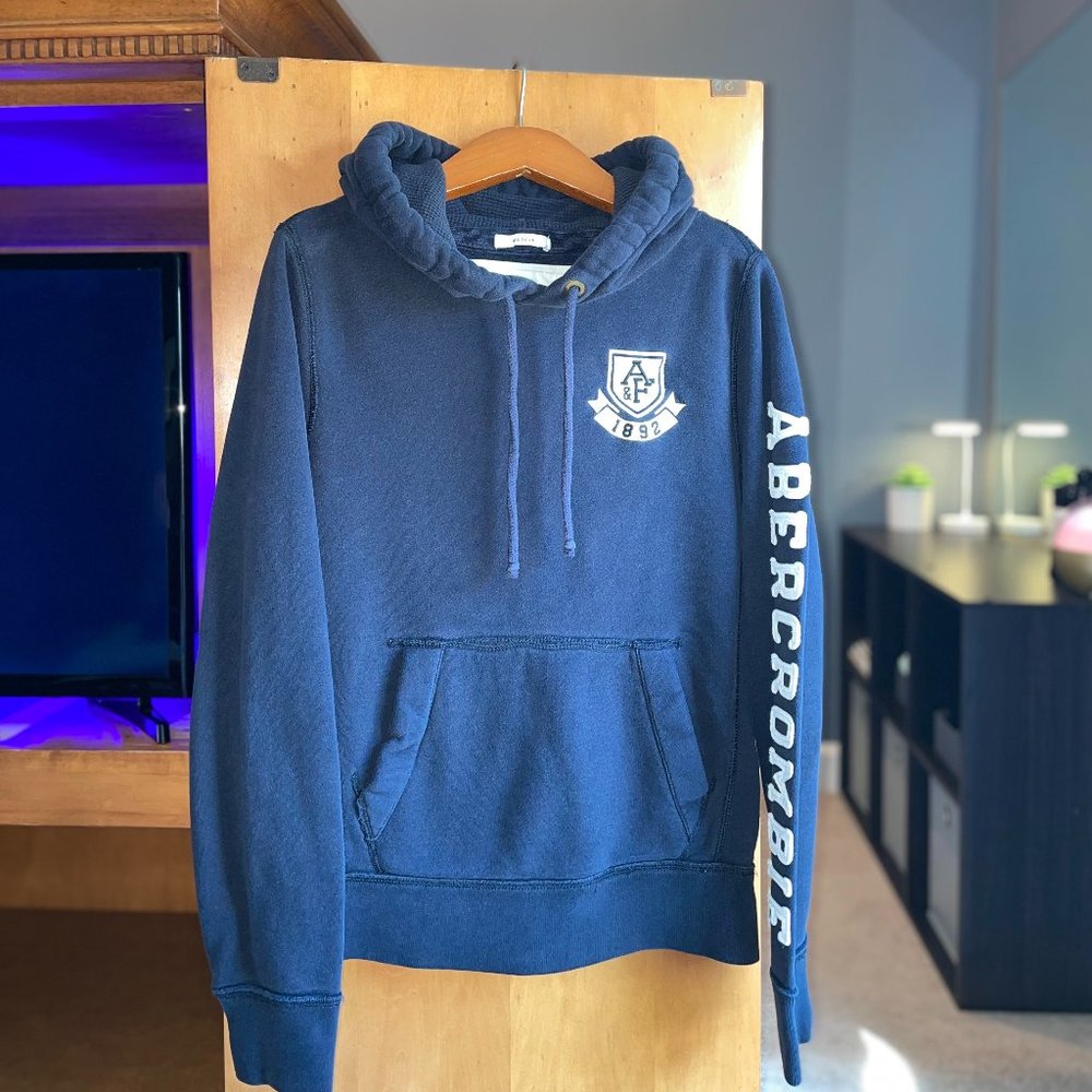 Men's Abercrombie & Fitch Navy Blue Hoodie | Size Small